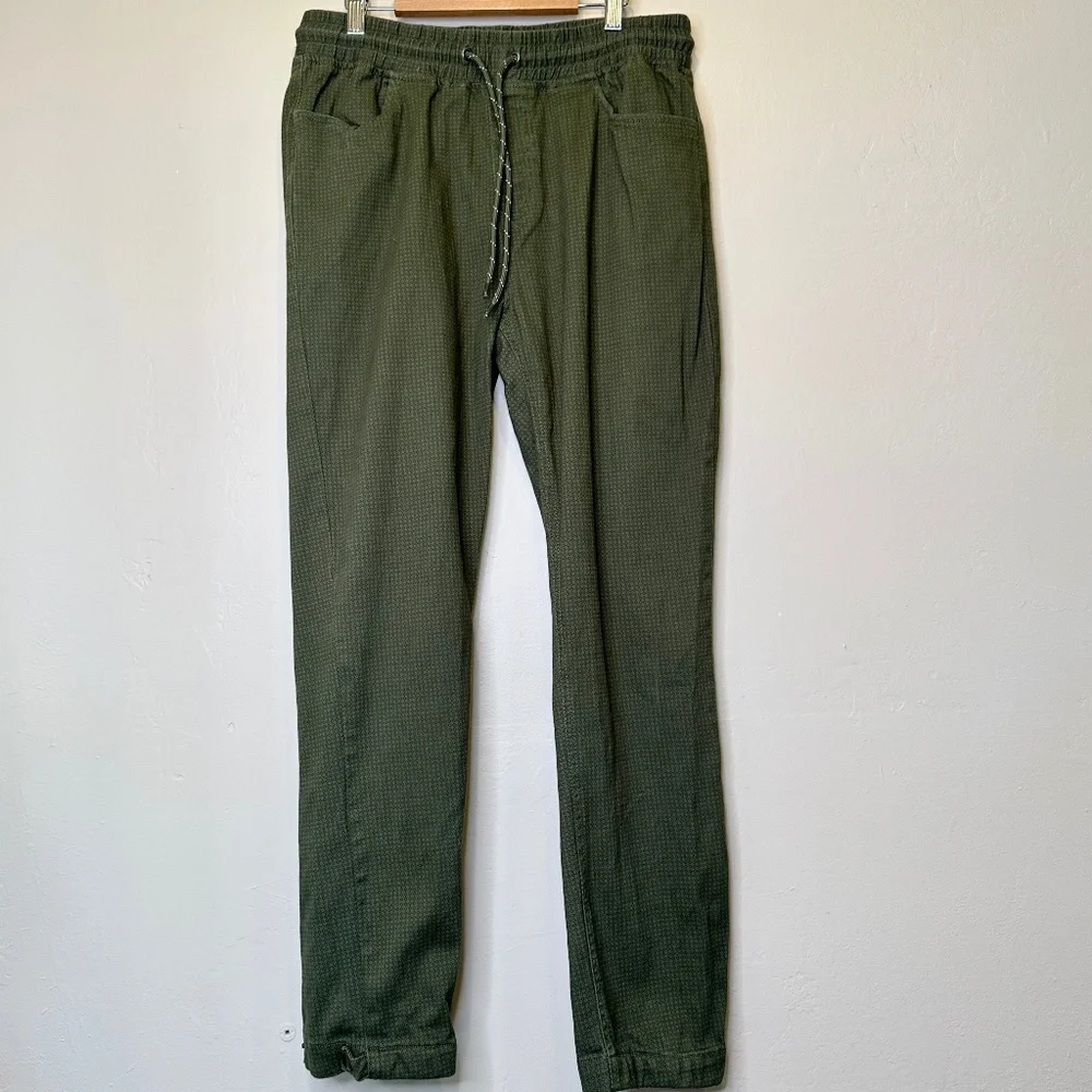 Raw Yarn | Geo Drawstring Elastic Waistband Pockets Ankle Snaps Pull On Pants